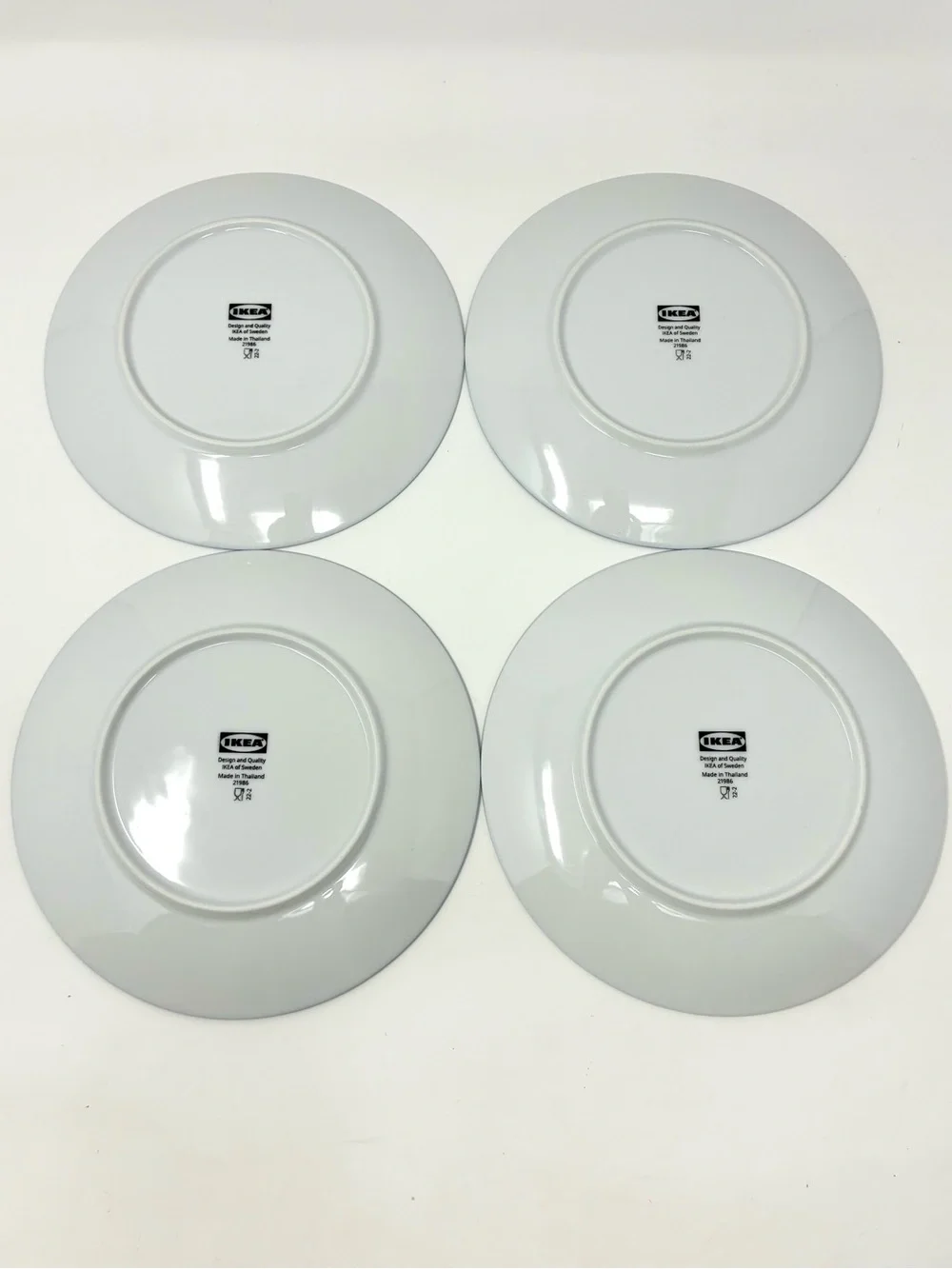 IKEA ENTUSIASM Porcelain Side Plates Blue & White Pattern 7” Set of 4 Farmhouse
